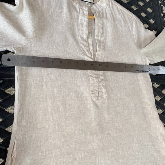 Tuckernuck Natural Linen Tatum Dress Tunic - POCKETS! Bell Sleeves - Picture 6 of 16